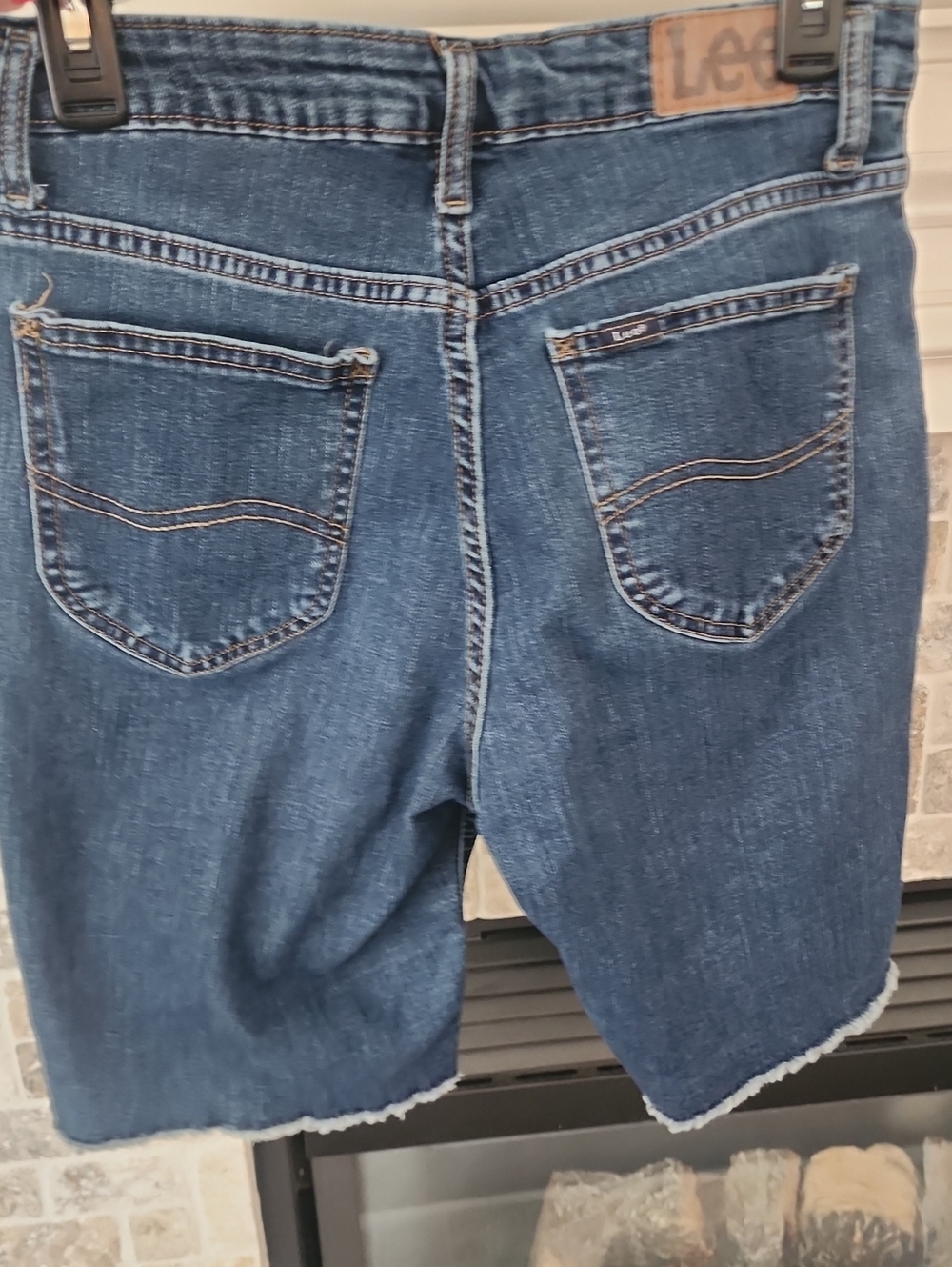 Lee Dark Blue Denim Long Shorts Jorts